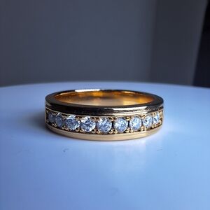 0.56ctw Elegant Gold Filled Moissanite Diamond Band Ring Size 12 Comes With GRA